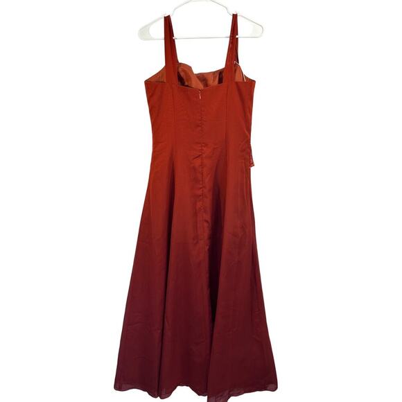 NWT Red Satin Strapless Wedding Prom Dress Lace and Sheer Overlay XS/S - Picture 10 of 11